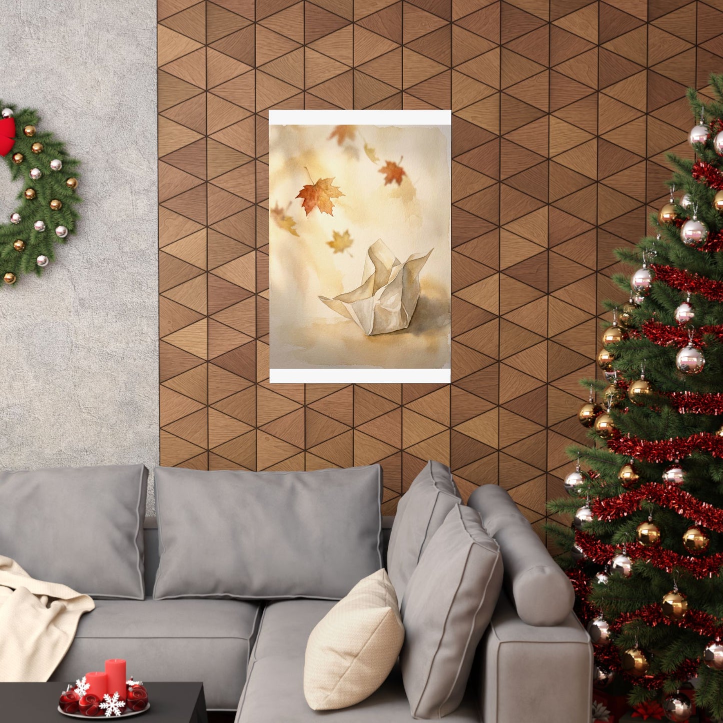 Paper Fold Watercolor Wall Art Print | Earthy Japandi Art