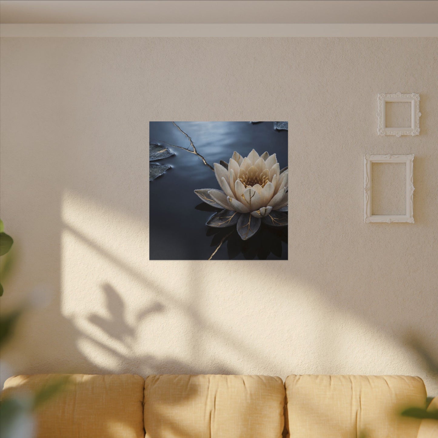 Beautiful Lotus Flower Canvas Art - Gold Vein Kintsugi
