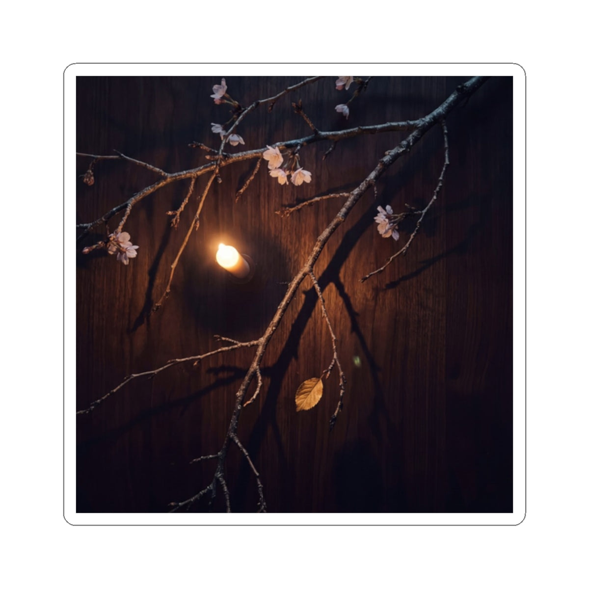 Candlelight Cherry Blossom Sticker - Dark Japandi Datsuzoku