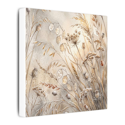 Winter Dried Flowers Watercolor Canvas Art | Warm Decor