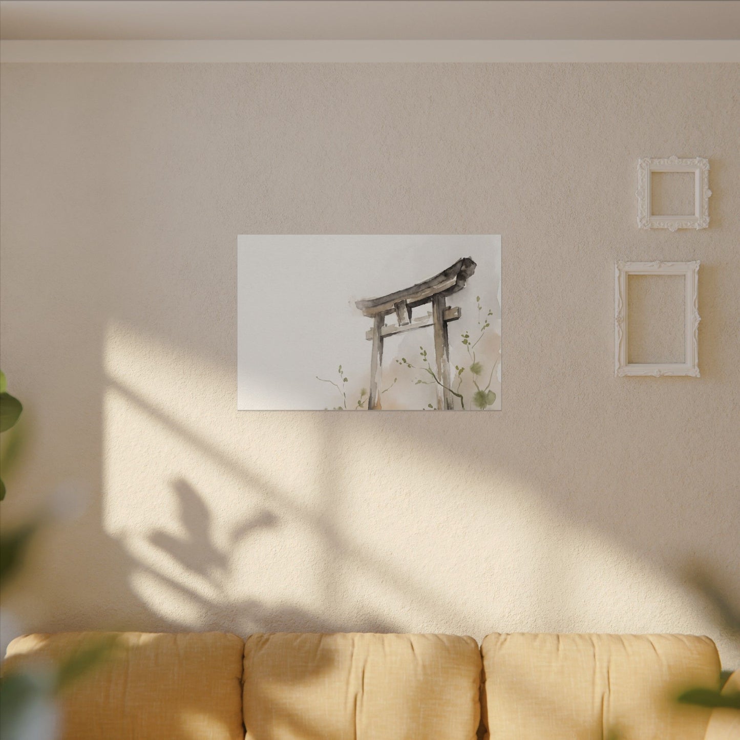 Fukinsei Torii Gate Canvas Art - Japandi Watercolor