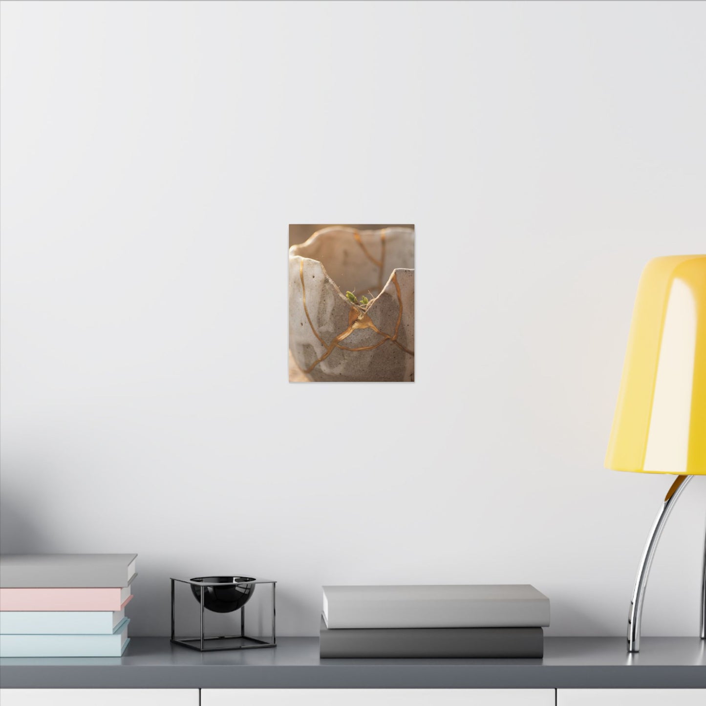 Golden Hour Broken Pottery Canvas Art - Japandi Kanso