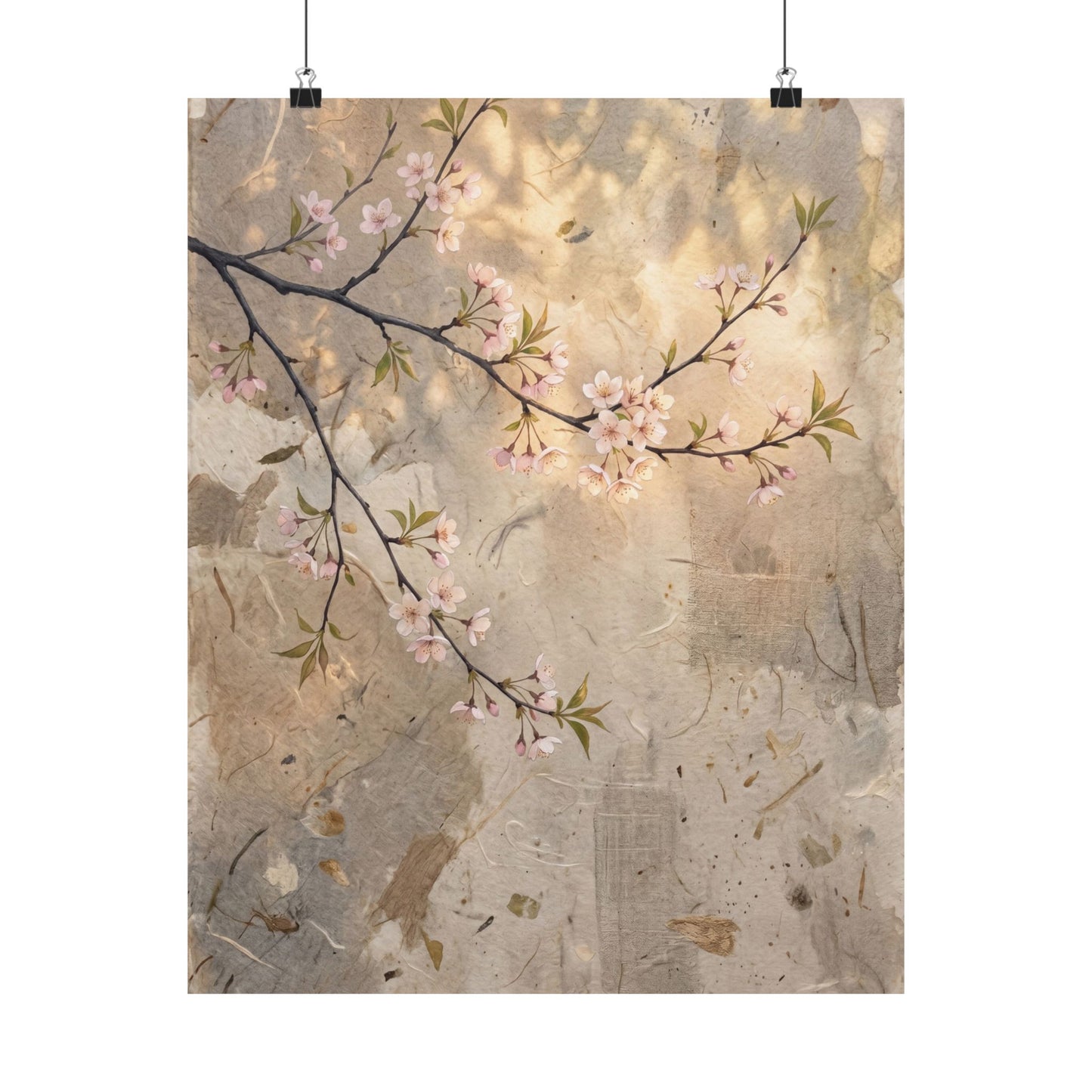 Warm Cherry Blossom Wall Art Print - Texture Japandi