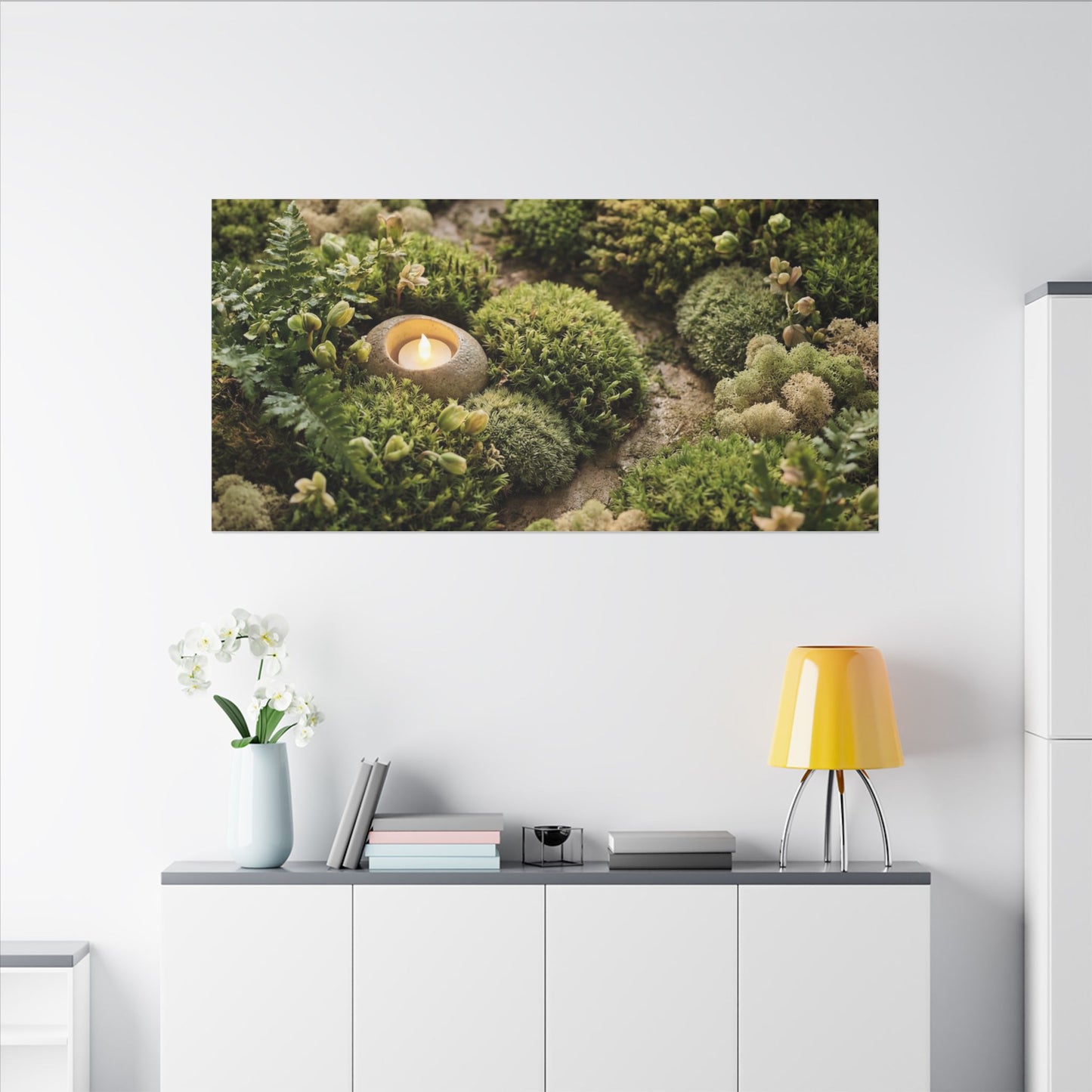 Moss Close Up Japanese Pattern Canvas Art | Neutral Japandi Art