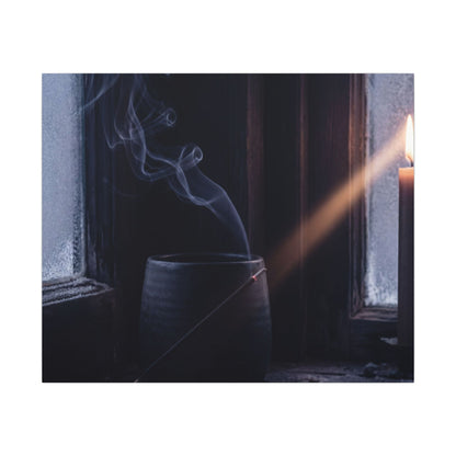 Incense Smoke Winter Canvas Art | Dark Japandi Sophisticated Design