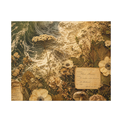 Spring Ocean Wave Herbarium Canvas Art | Nostalgic Decor