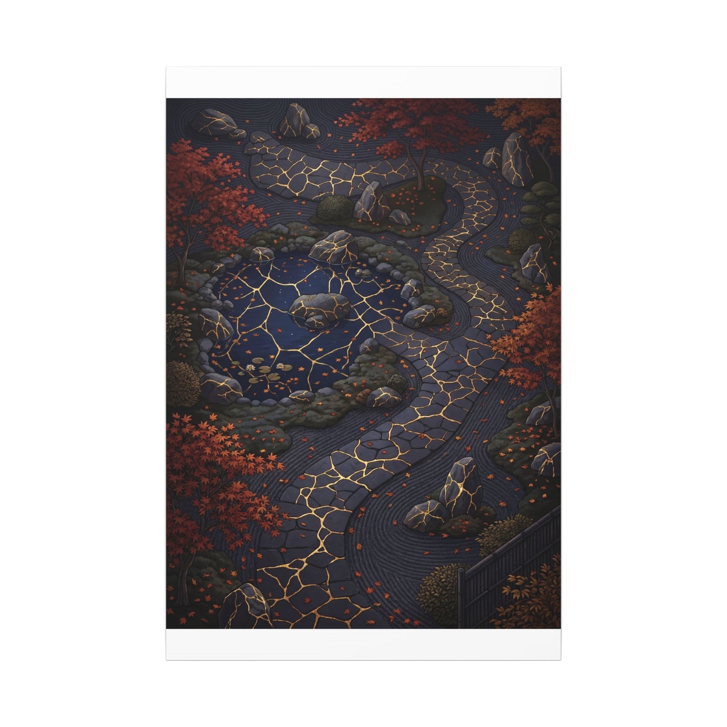 Moonlit Garden Gold Vein Canvas Art | Resilient Kintsugi Art