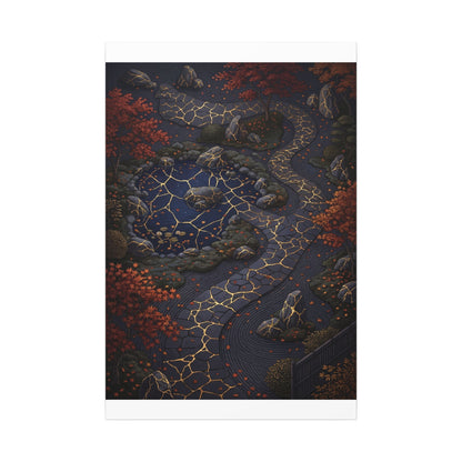 Moonlit Garden Gold Vein Canvas Art | Resilient Kintsugi Art