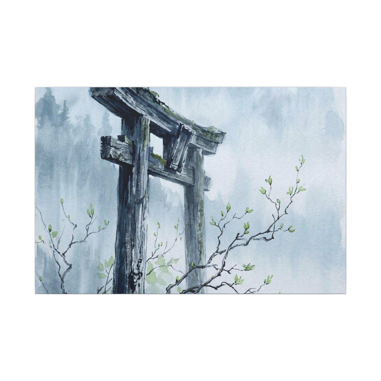 Torii Gate Canvas Art | Spring Zen Sumi E Art Art Print
