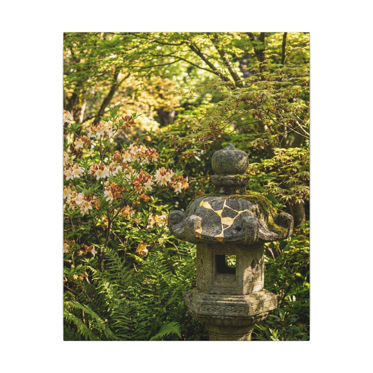 Spring Stone Lantern Gold Repair Canvas Art | Beautiful Decor
