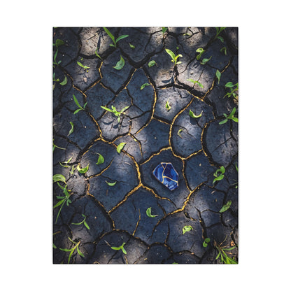 Cracked Earth Canvas Art | Spring Dark Japandi Moody Minimal Art