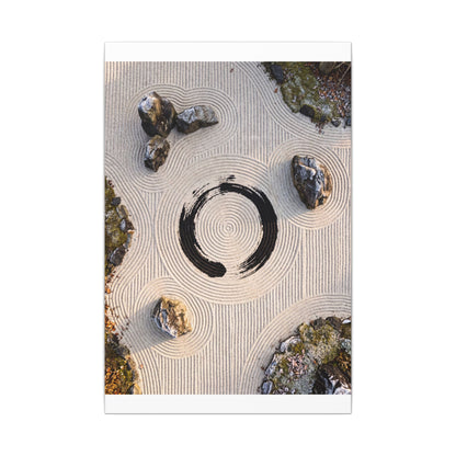 Rock Garden Canvas Art | Winter Zen Enso Art