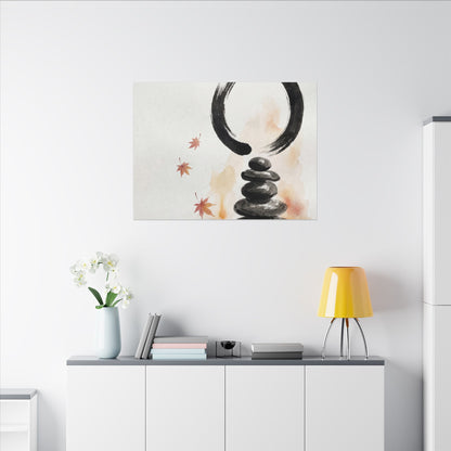 River Stones Canvas Art | Autumn Zen Enso Art