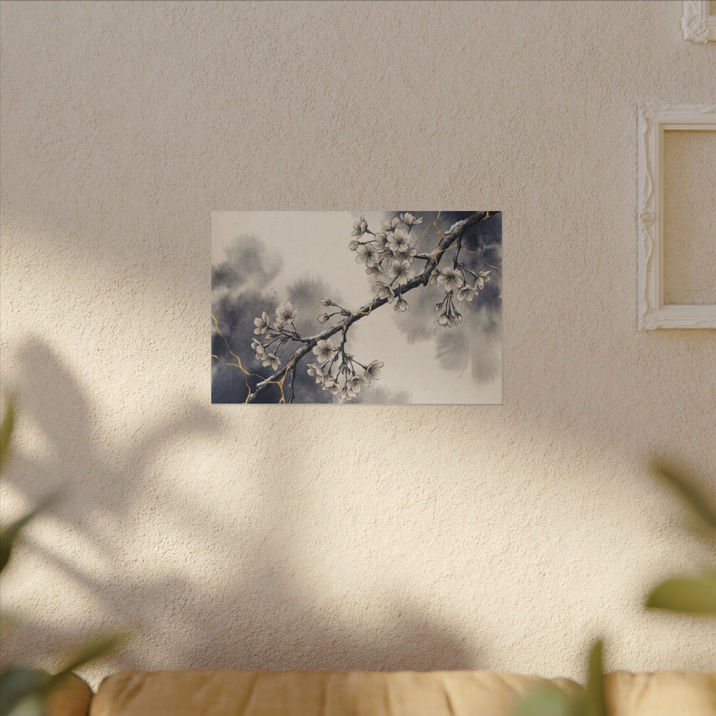 Ma Cherry Blossom Canvas Art - Kintsugi Gold Vein