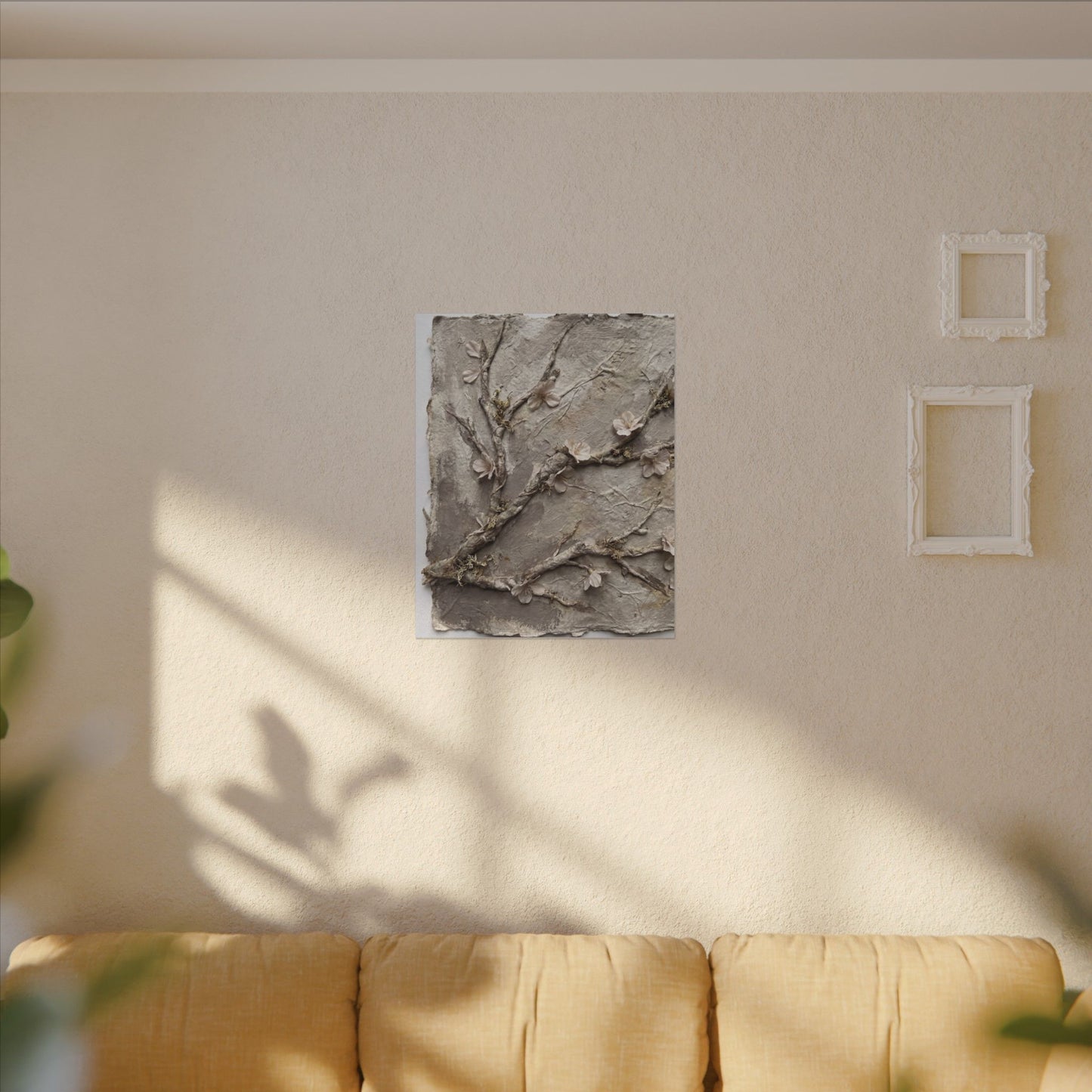 Summer Cherry Blossom Texture Canvas Art | Earthy Decor