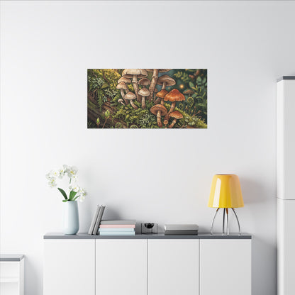 Spring Wild Mushrooms Herbarium Canvas Art | Rustic Decor