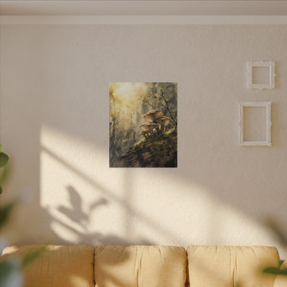 Wild Mushrooms Canvas Art | Spring Japandi Watercolor Art
