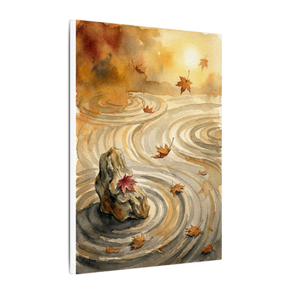 Autumn Rock Garden Watercolor Canvas Art | Neutral Decor
