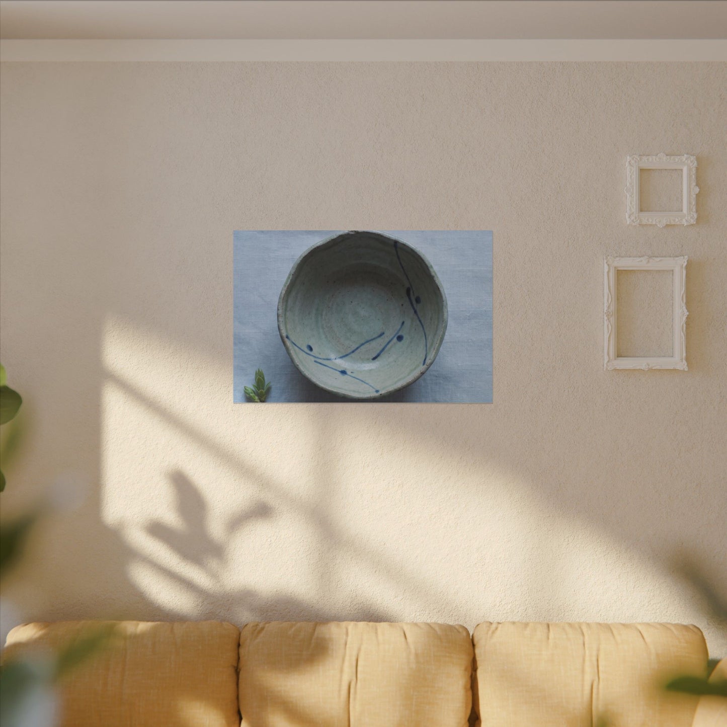 Spring Ceramic Bowl Minimal Line Canvas Art | Warm Decor