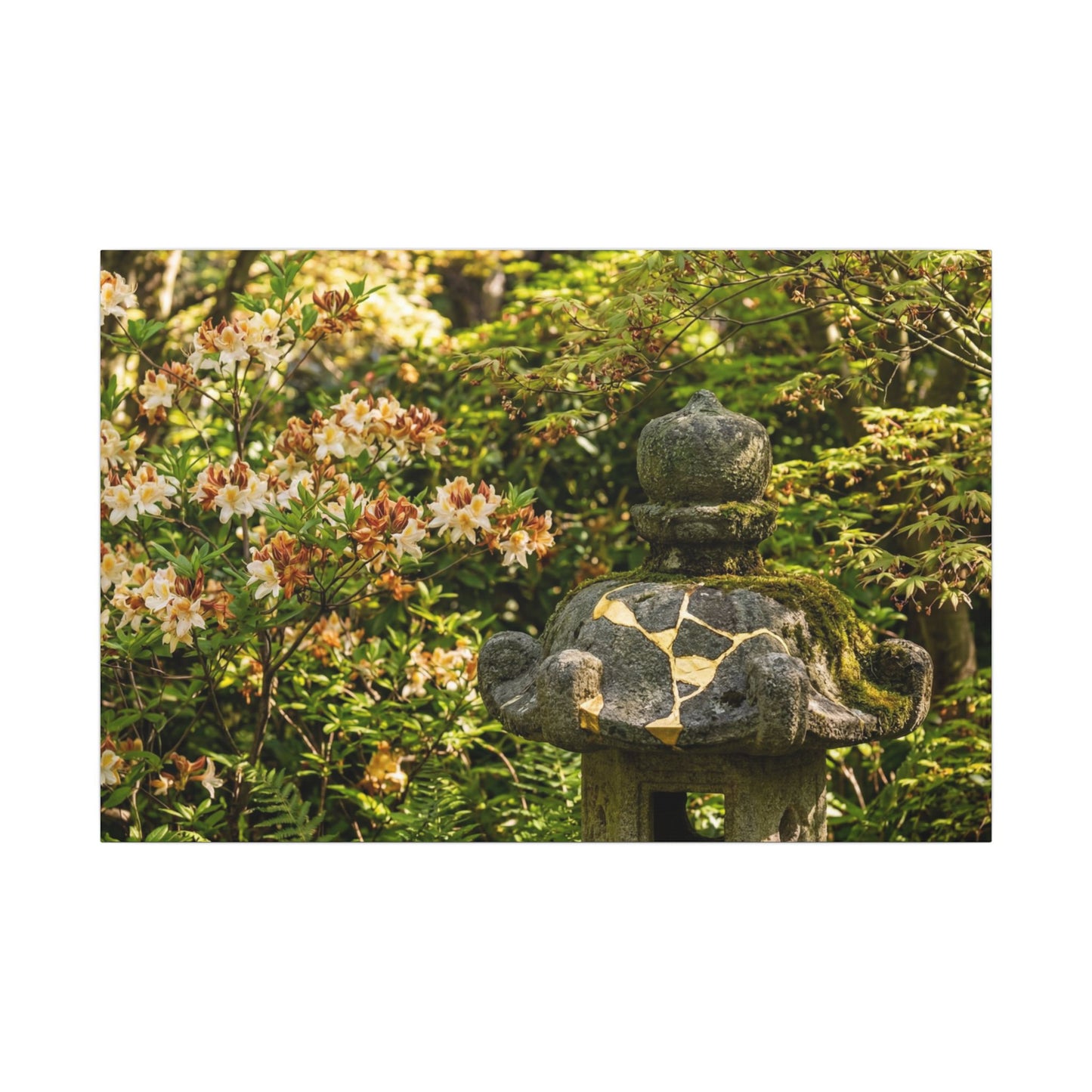Spring Stone Lantern Gold Repair Canvas Art | Beautiful Decor