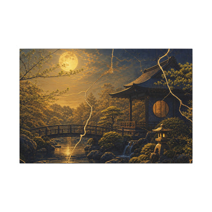 Spring Moonlit Garden Gold Vein Canvas Art | Resilient Decor