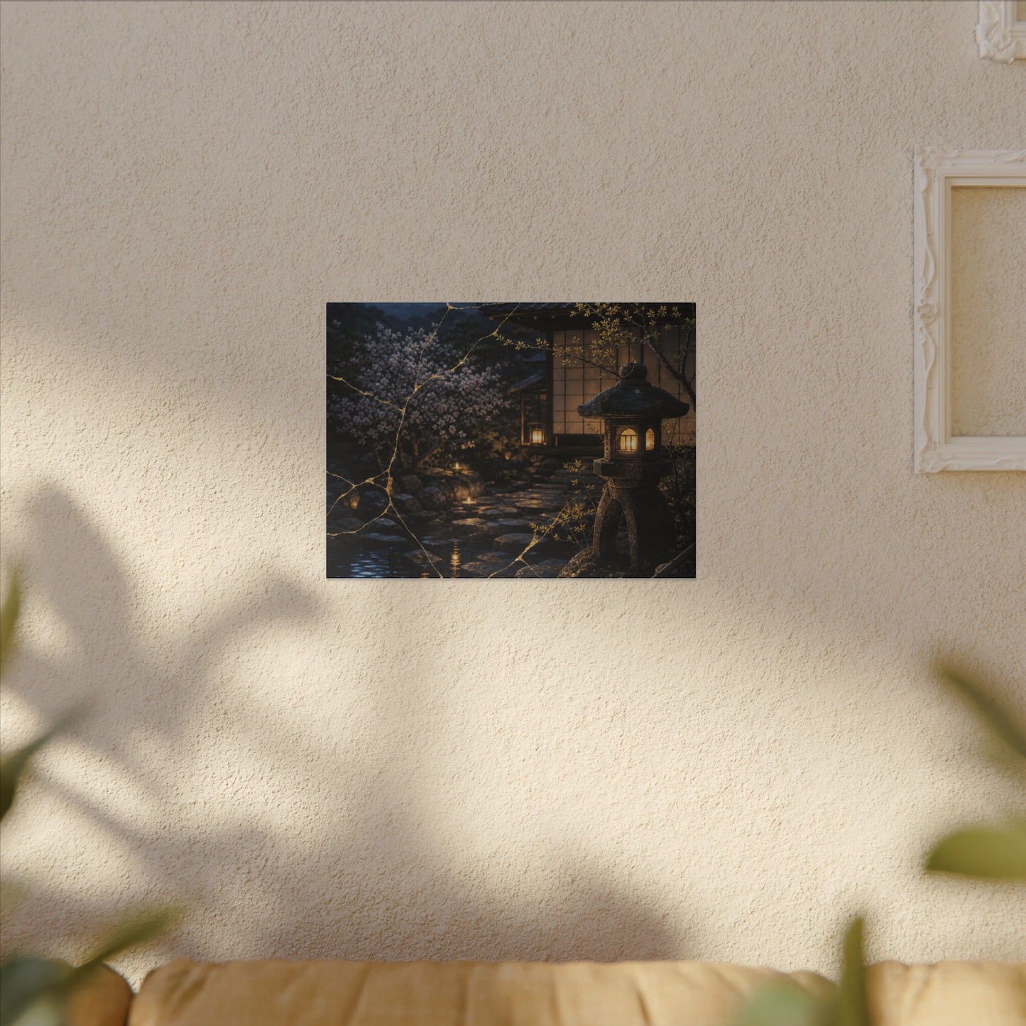 Seijaku Moonlit Garden Canvas Art - Kintsugi Gold Vein
