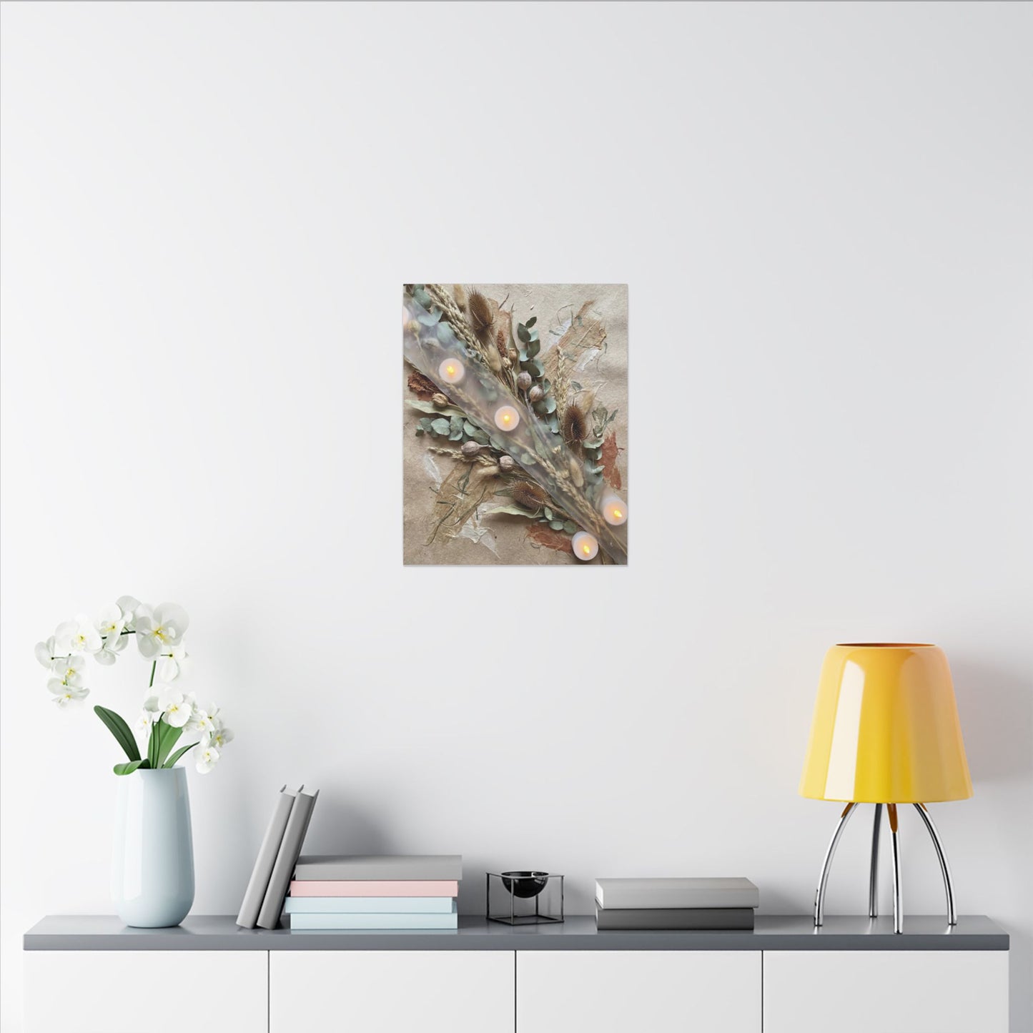 Candlelight Dried Flowers Canvas Art - Japandi Kanso