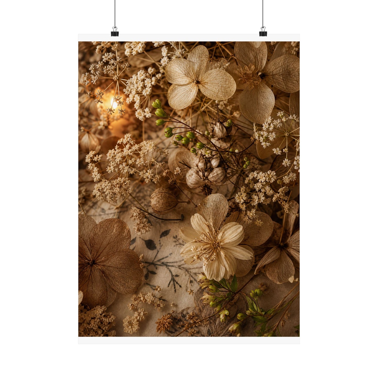 Candlelight Dried Flowers Wall Art Print - Japandi Fukinsei