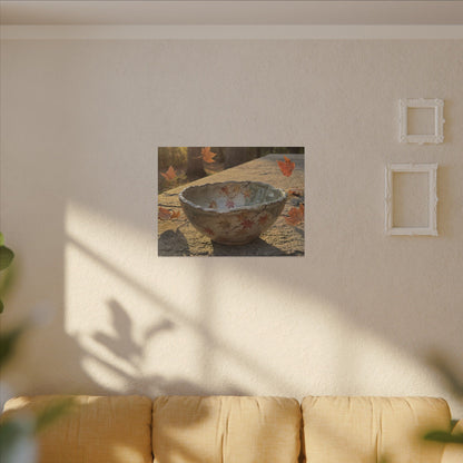 Japandi Ceramic Bowl in Golden Hour | Japanese Pattern Canvas Art