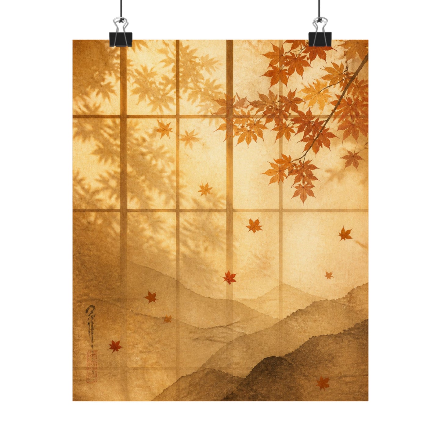 Shoji Screen Wall Art Print | Autumn Japandi Texture Art