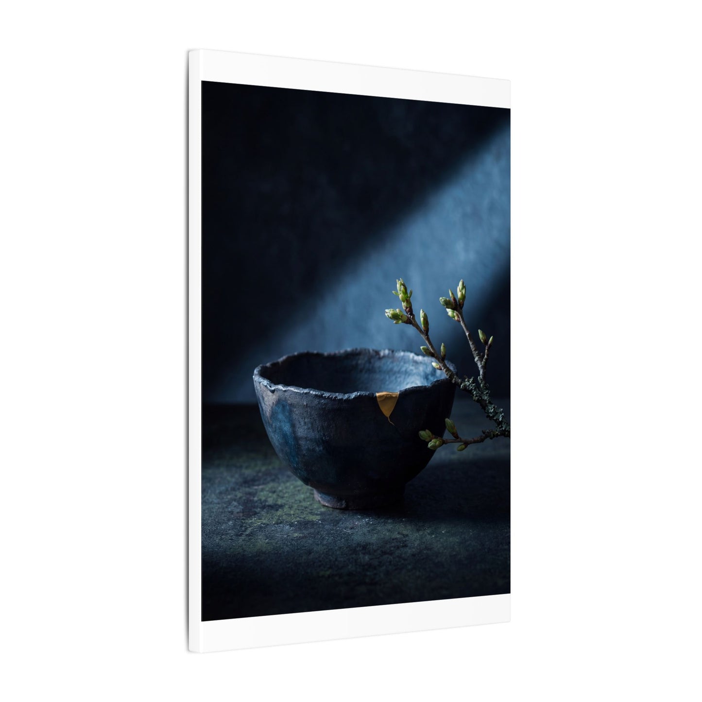 Ceramic Bowl Shadow Zen Canvas Art | Sophisticated Dark Japandi Art
