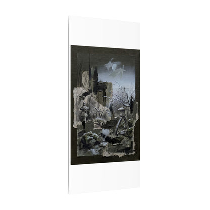 Winter Moonlit Garden Dark Texture Canvas Art | Moody Decor