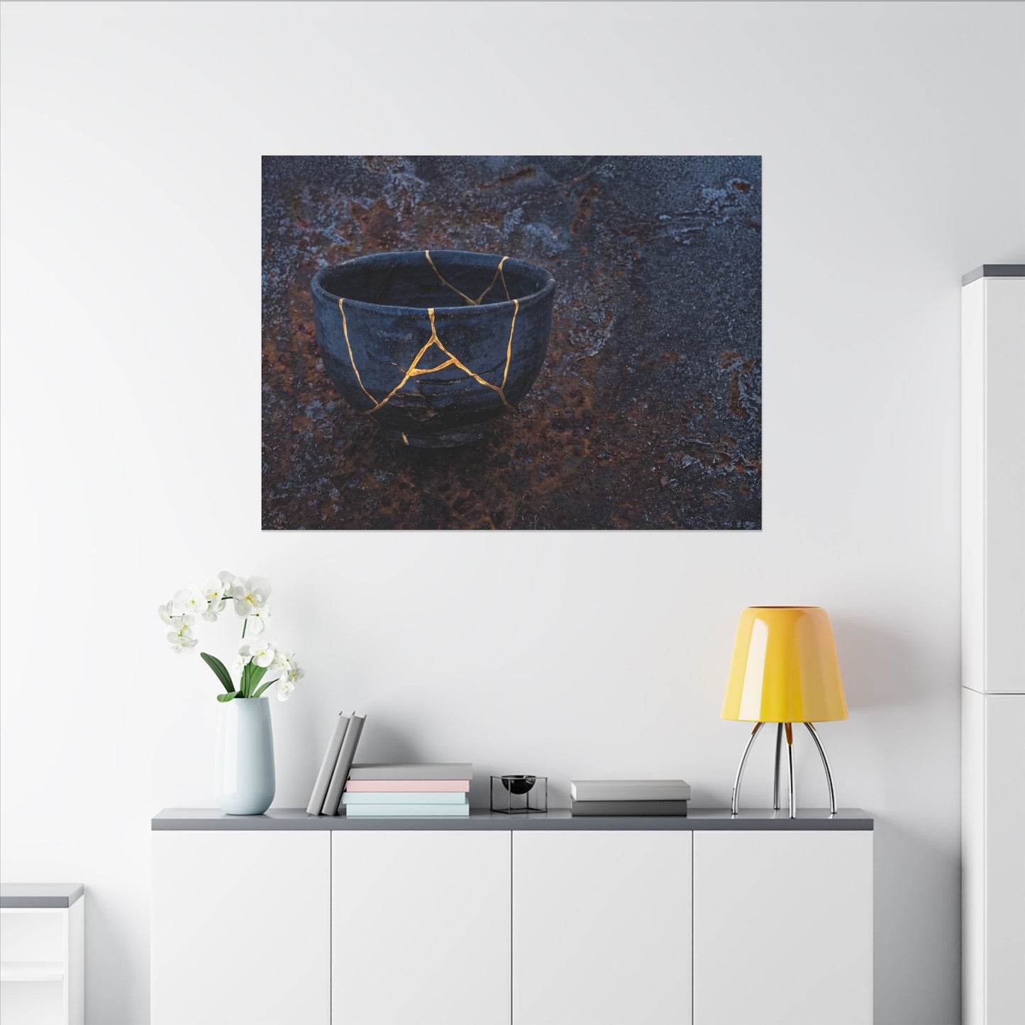 Rust Patina Winter Canvas Art | Kintsugi Healing Design