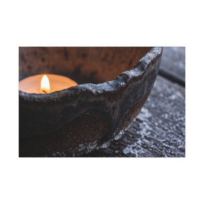 Atmospheric Ceramic Bowl Canvas Art - Moody Minimal Dark Japandi Art Print