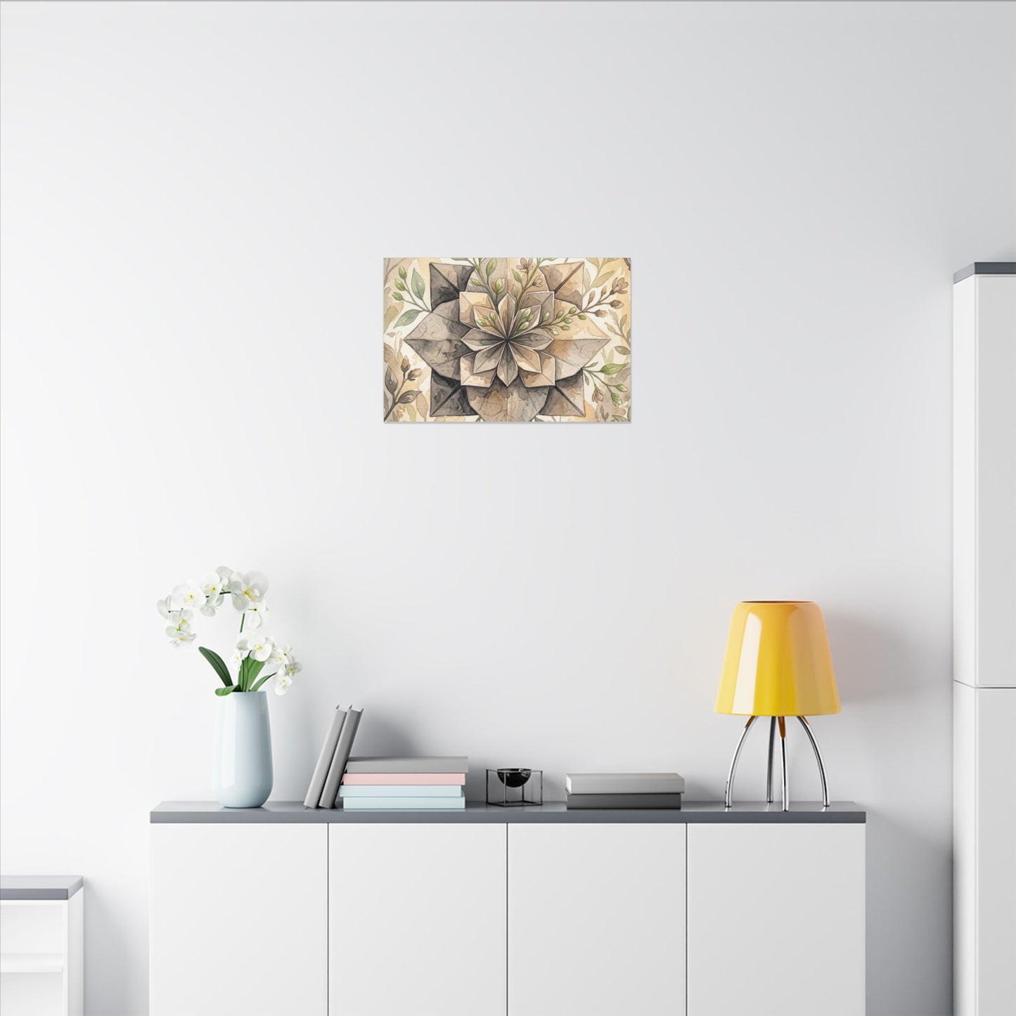 Warm Paper Fold Canvas Art - Watercolor Japandi
