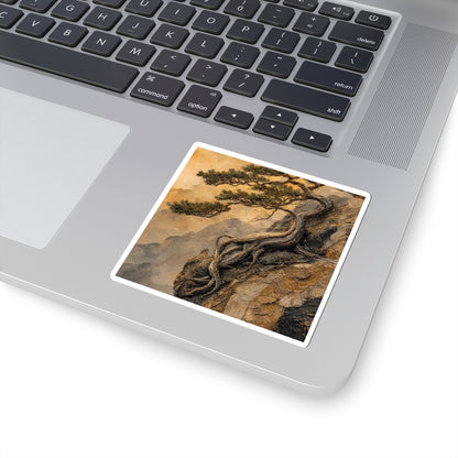 Golden Hour Pine Tree Sticker - Japandi Fukinsei
