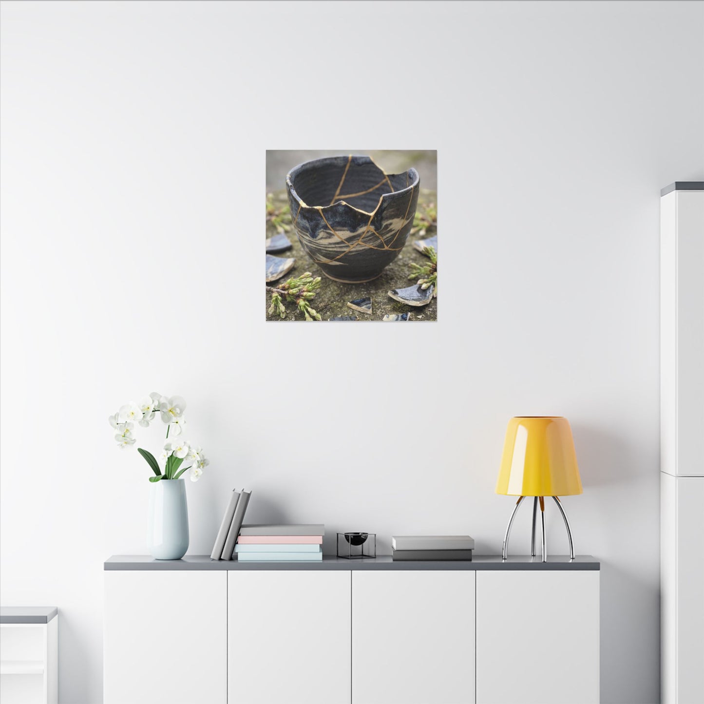 Datsuzoku Ceramic Bowl Canvas Art - Kintsugi Gold Repair