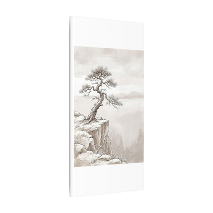 Neutral Pine Tree Canvas Art - Minimal Line Japandi