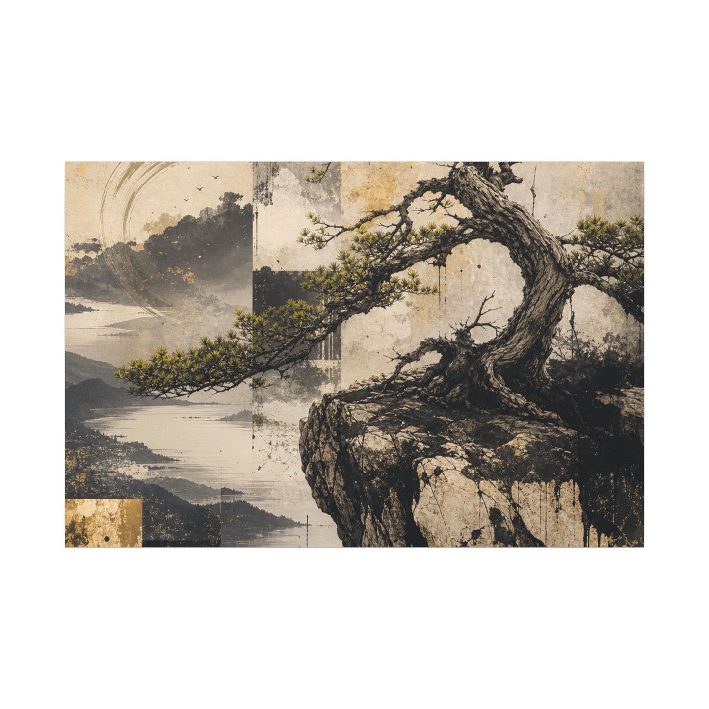 Golden Hour Pine Tree Canvas Art - Japandi Datsuzoku