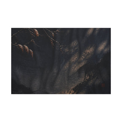 Atmospheric Silk Drape Canvas Art - Charcoal Ink Dark Japandi