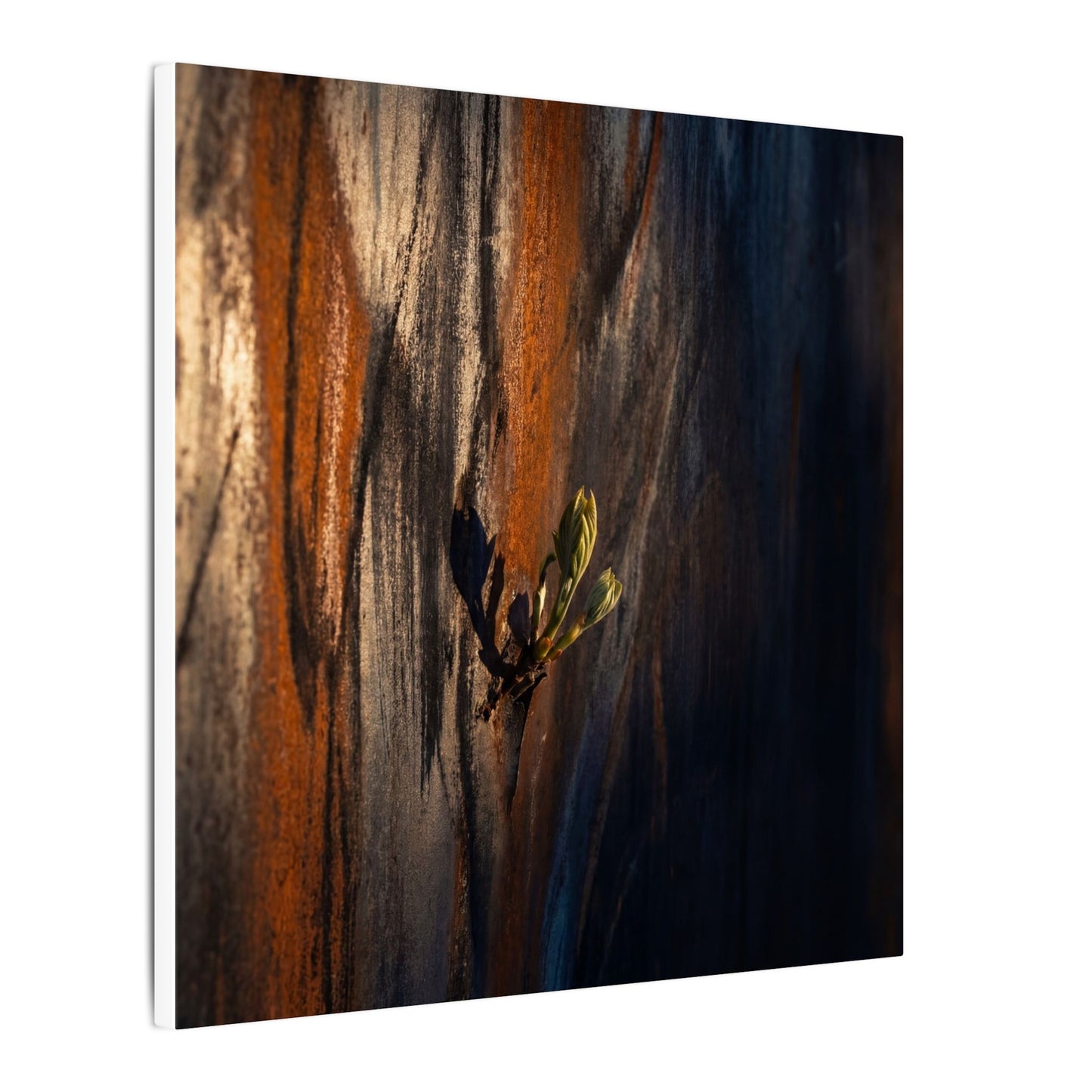 Rust Patina Charcoal Ink Canvas Art | Moody Dark Japandi Art