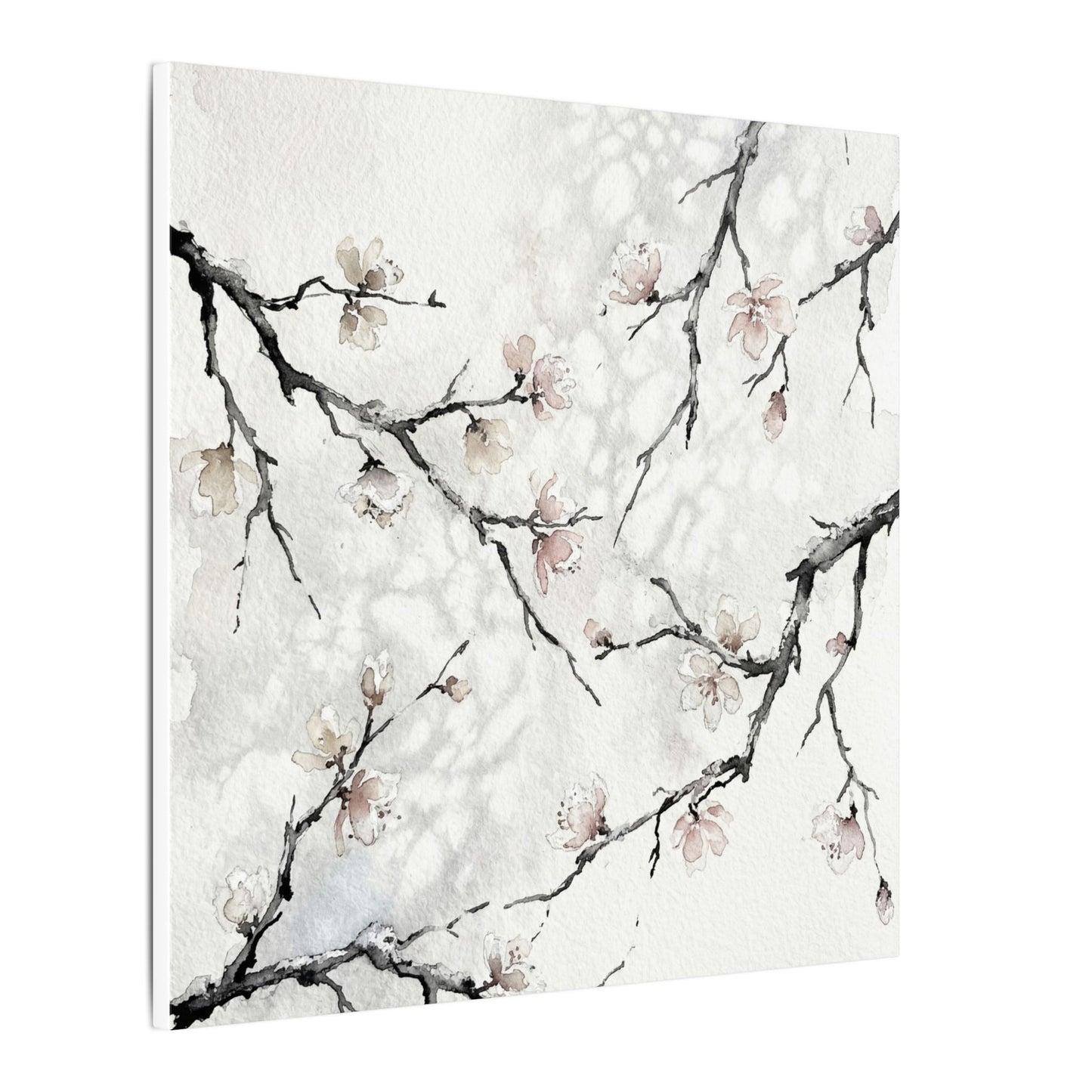 Cherry Blossom Canvas Art | Winter Japandi Watercolor Art
