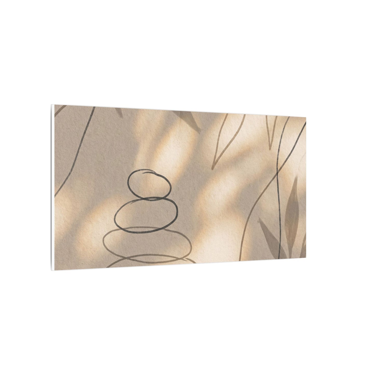River Stones Minimal Line Canvas Art | Earthy Japandi Art
