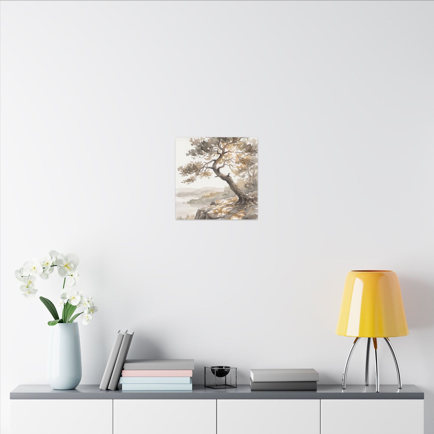 Pine Tree Watercolor Canvas Art | Elegant Japandi Art