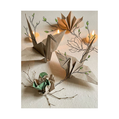 Spring Paper Fold Minimal Line Wall Art Print | Cozy Decor