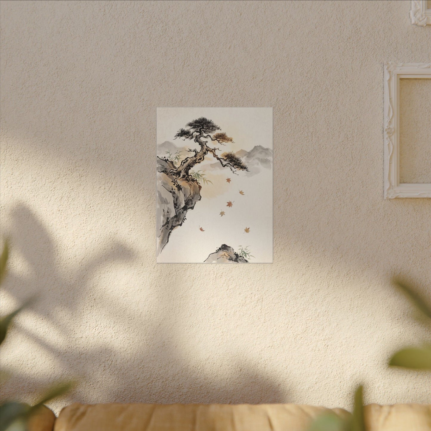 Peaceful Pine Tree Canvas Art - Sumi E Zen