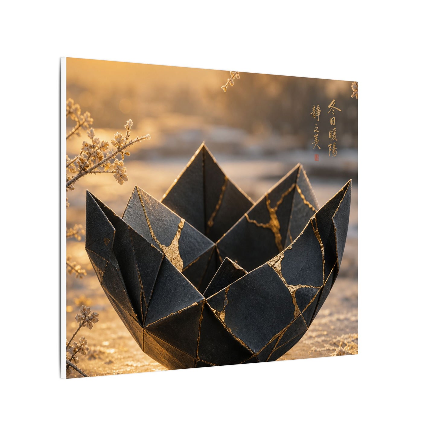 Kintsugi Paper Fold in Golden Hour | Gold Repair Canvas Art