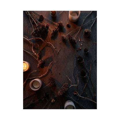 Dried Flowers Winter Wall Art Print | Dark Japandi Sophisticated Design