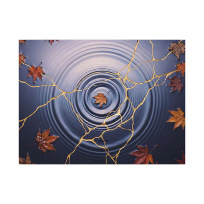 Kintsugi Water Ripple in Dawn | Gold Vein Canvas Art