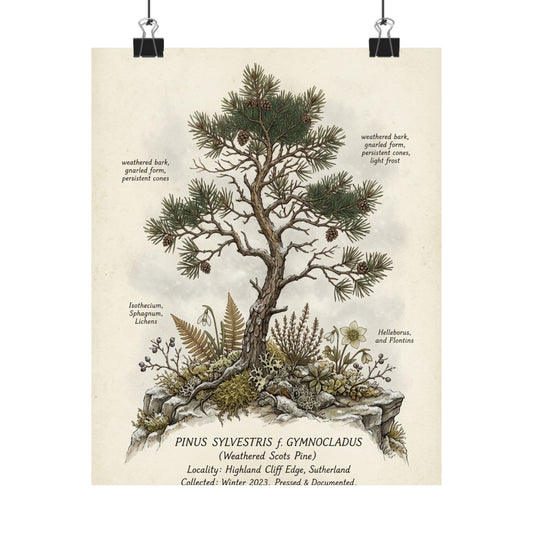 Overcast Pine Tree Wall Art Print - Cottagecore Shibui